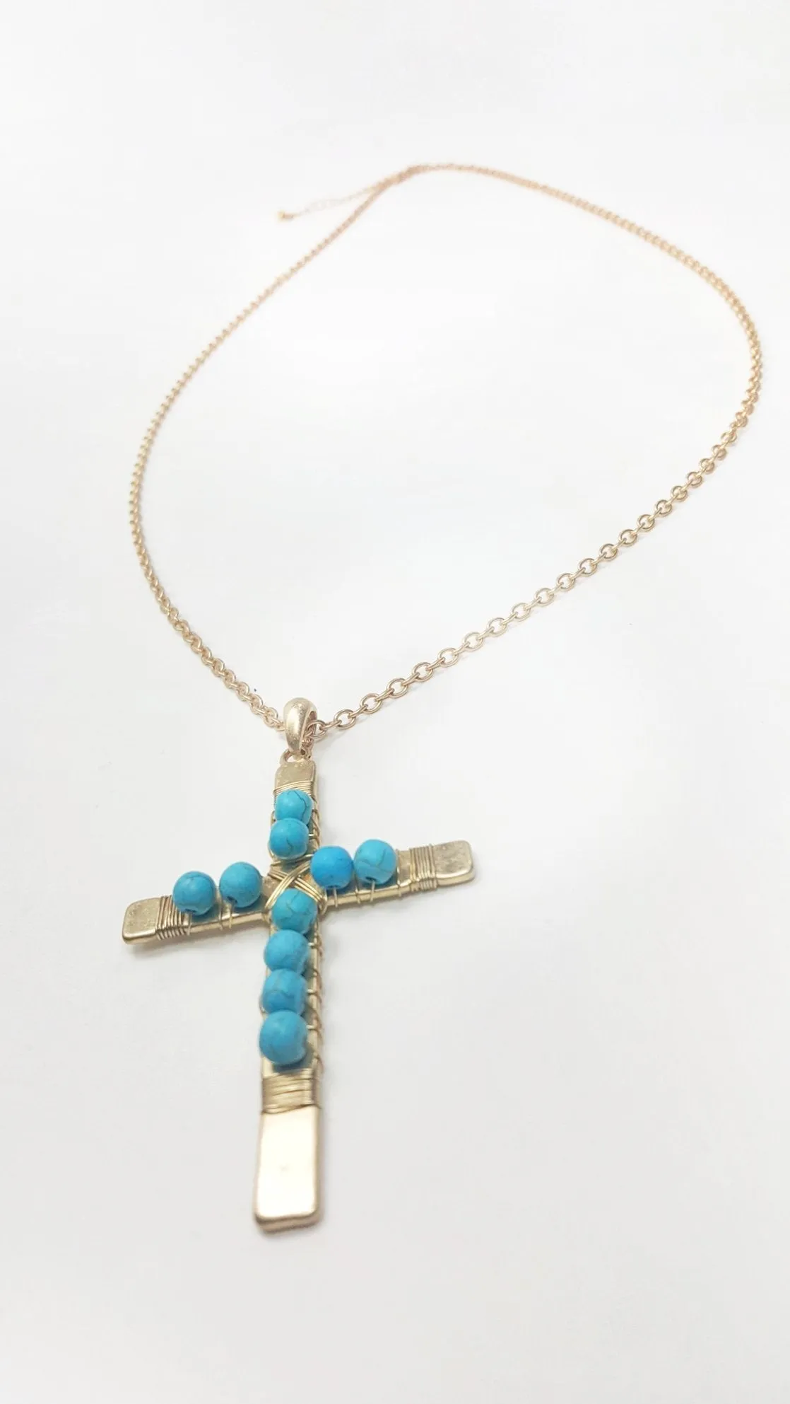 Tellies Turquoise Cross Necklace and Earrings Set