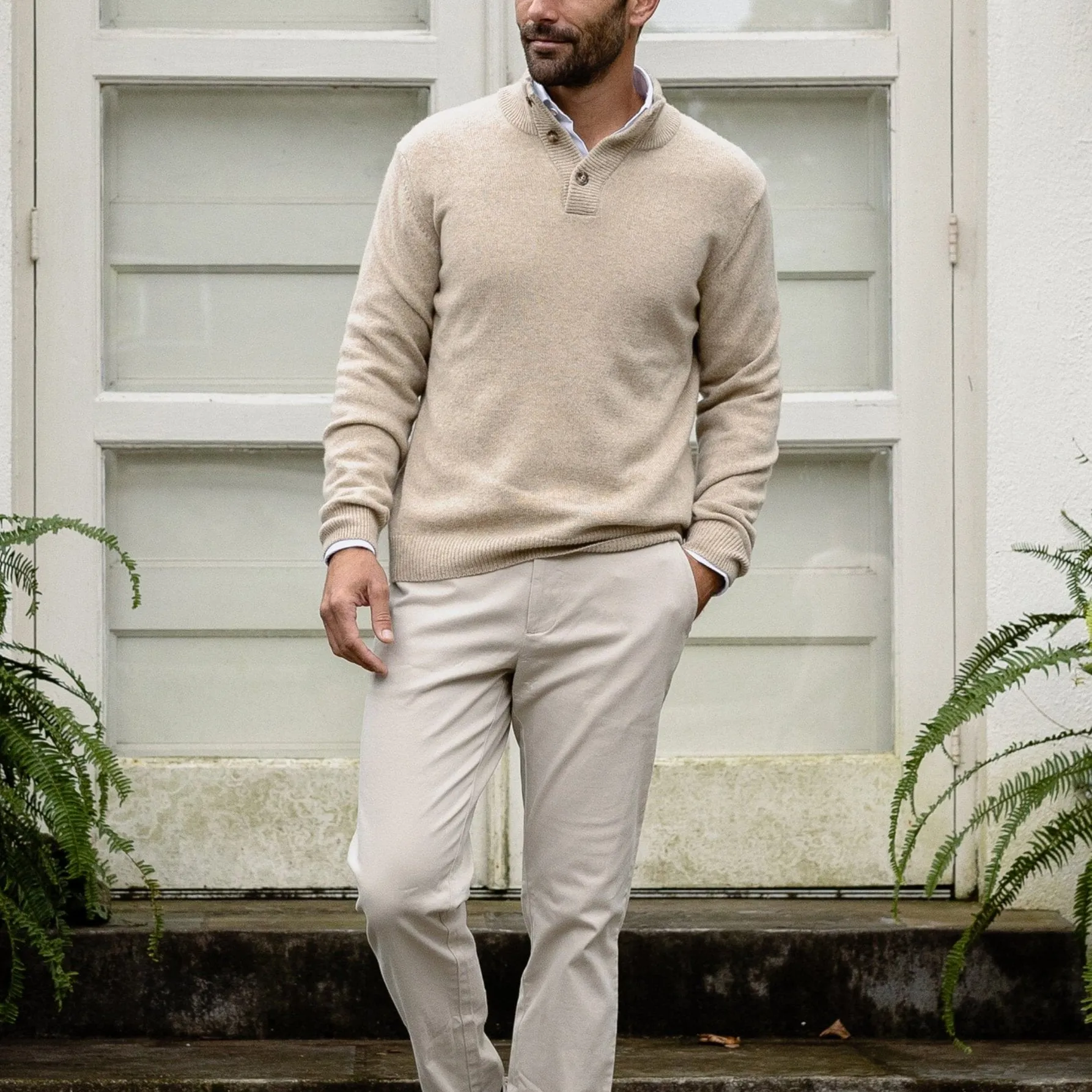 The Camel Heather Brewer Mock Neck Sweater