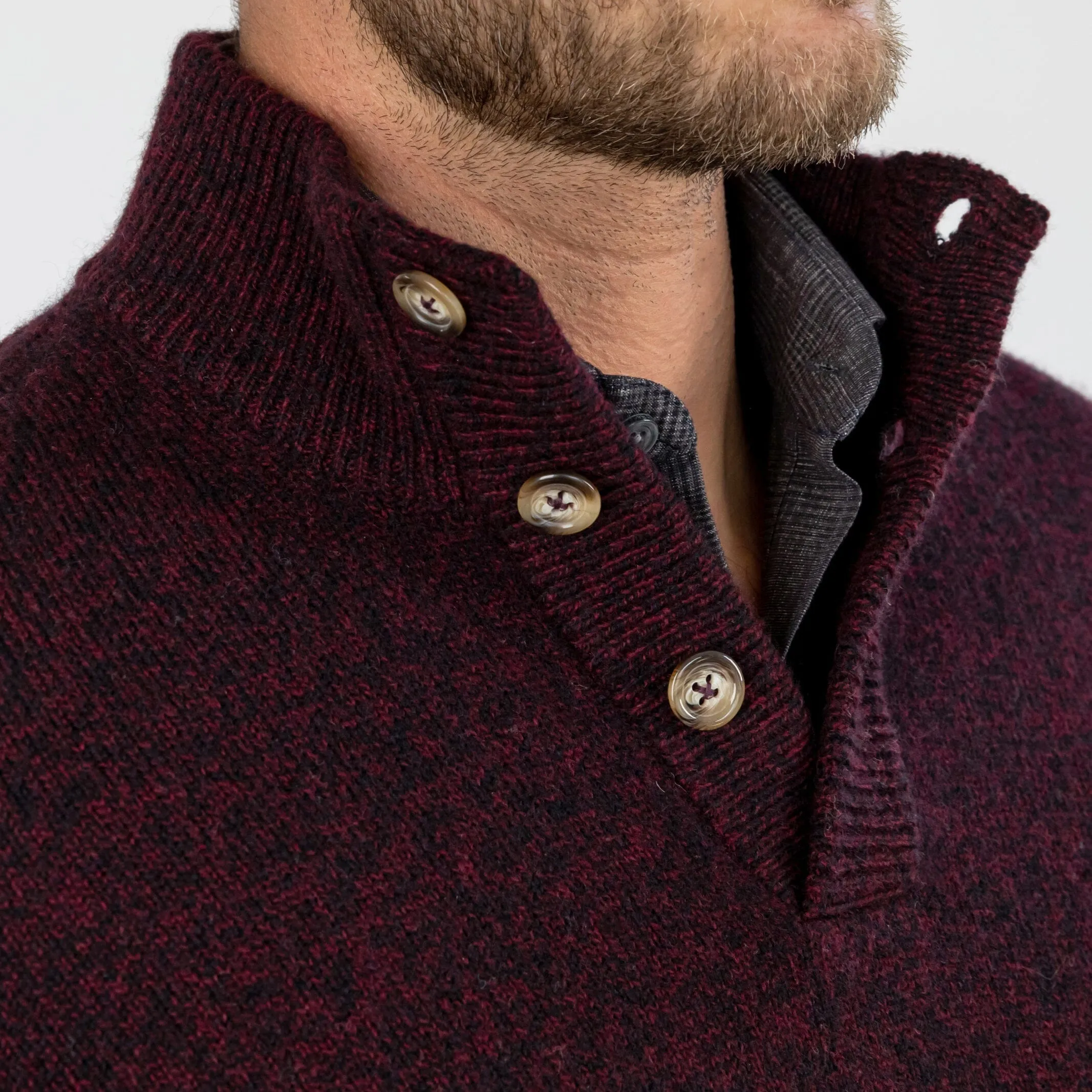 The Dark Burgundy Brewer Mock Neck Sweater