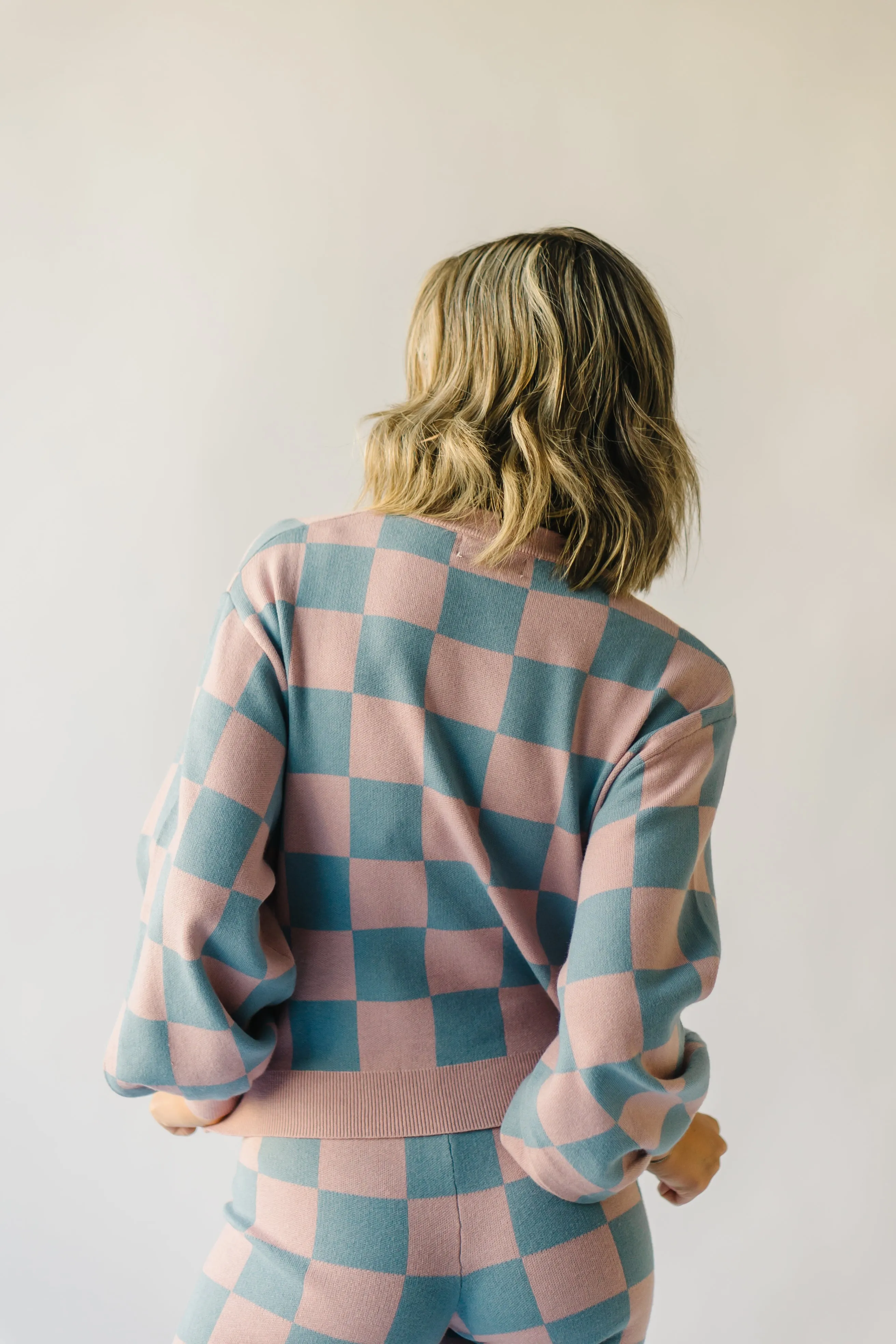 The Hermione Checkered Sweater in Mauve   Blue