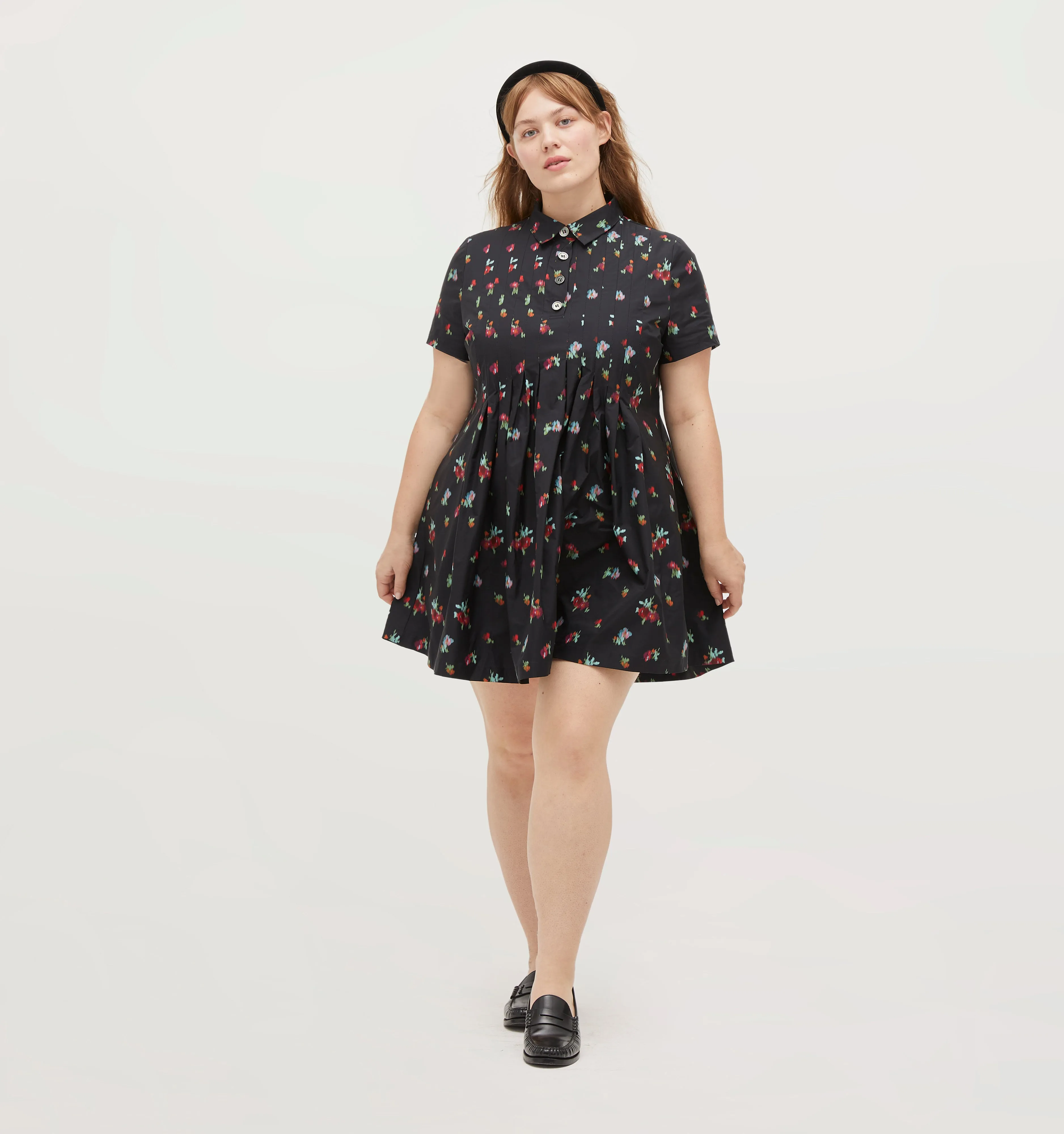 The Rosalind Dress - Black Ikat Floral Taffeta