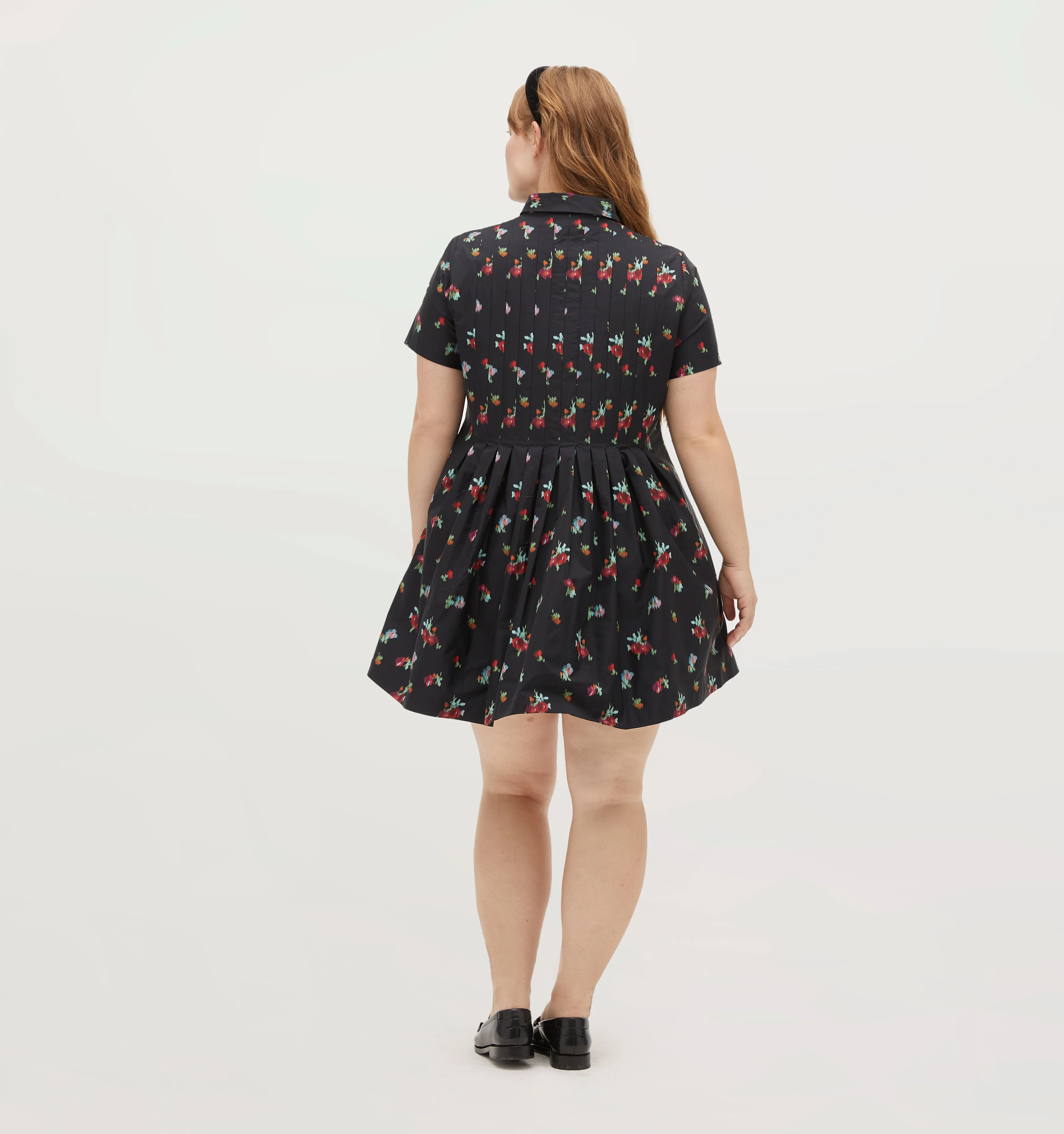 The Rosalind Dress - Black Ikat Floral Taffeta