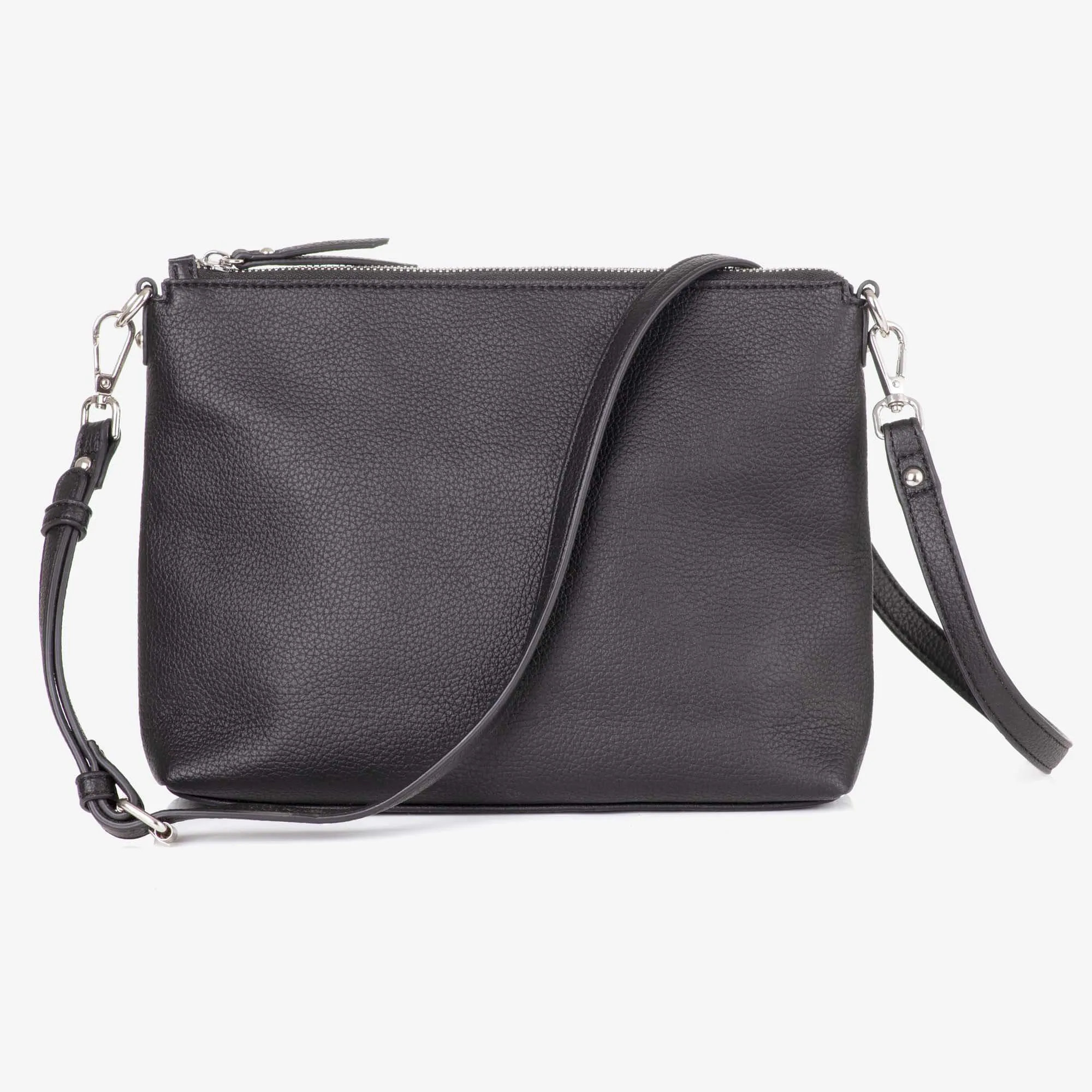 Vegan Leather Everyday Crossbody Bag - Black