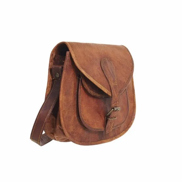 Vintage Leather Saddle Bag - Small