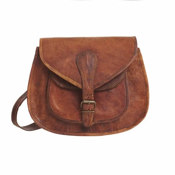 Vintage Leather Saddle Bag - Small