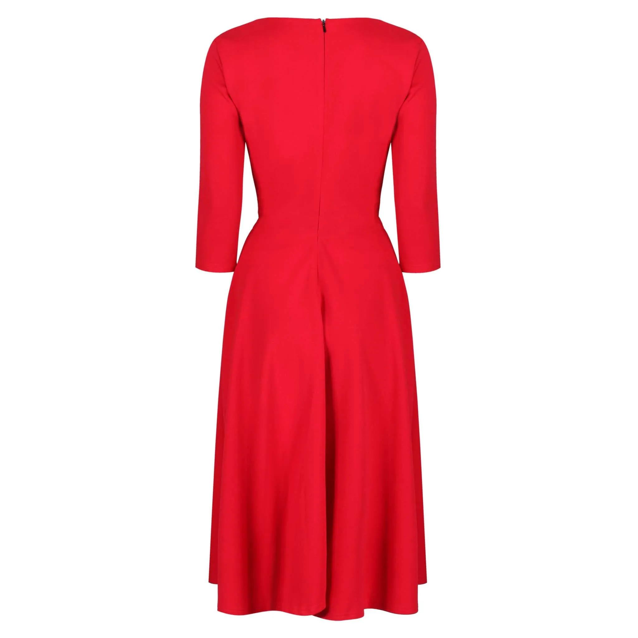 Vintage Red 3/4 Sleeve 50s Swing Dress