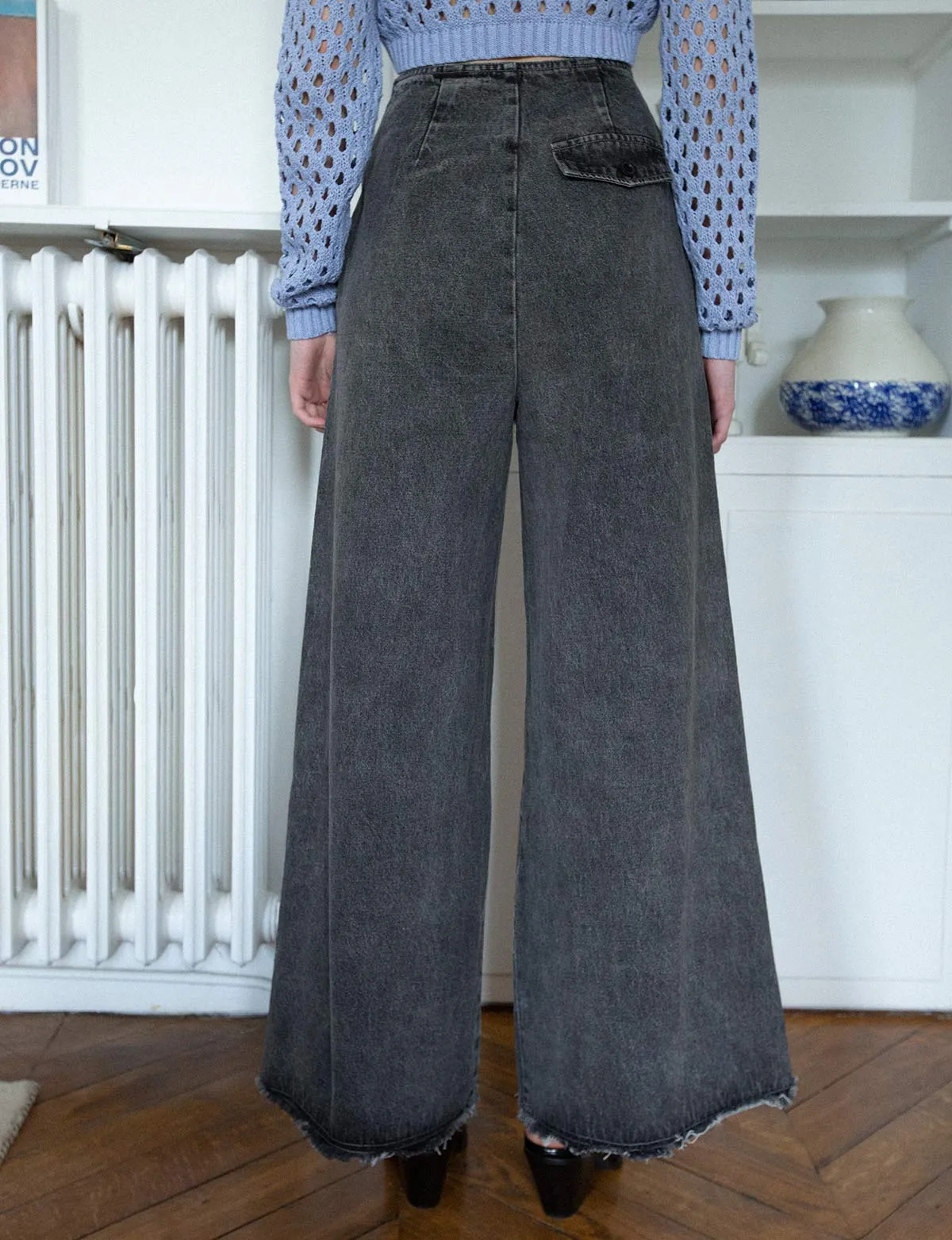 Washed Black Wide-Leg Jeans