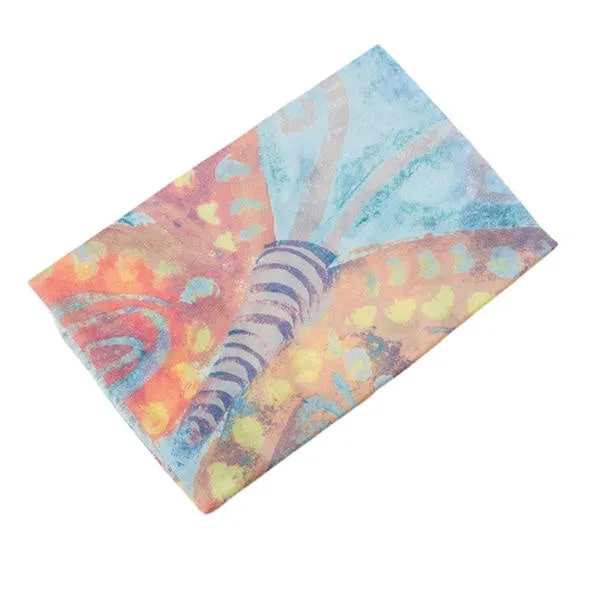 Women Colorful Butterfly Summer Scarf Fashion Printing Cotton Causal Outdoor Beach Shawl