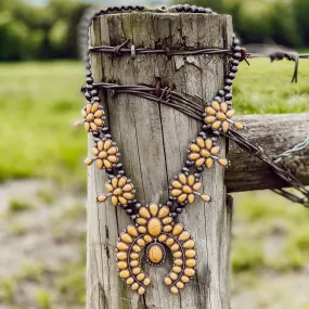 Yellow Squash Blossom Necklace Earrings Set