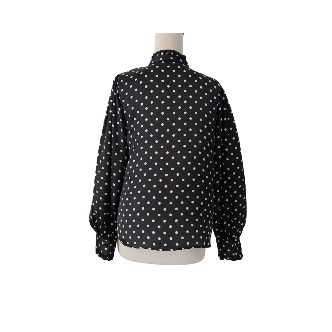 ZARA Black & White Polka Dot Pleated Blouse | Pre loved |