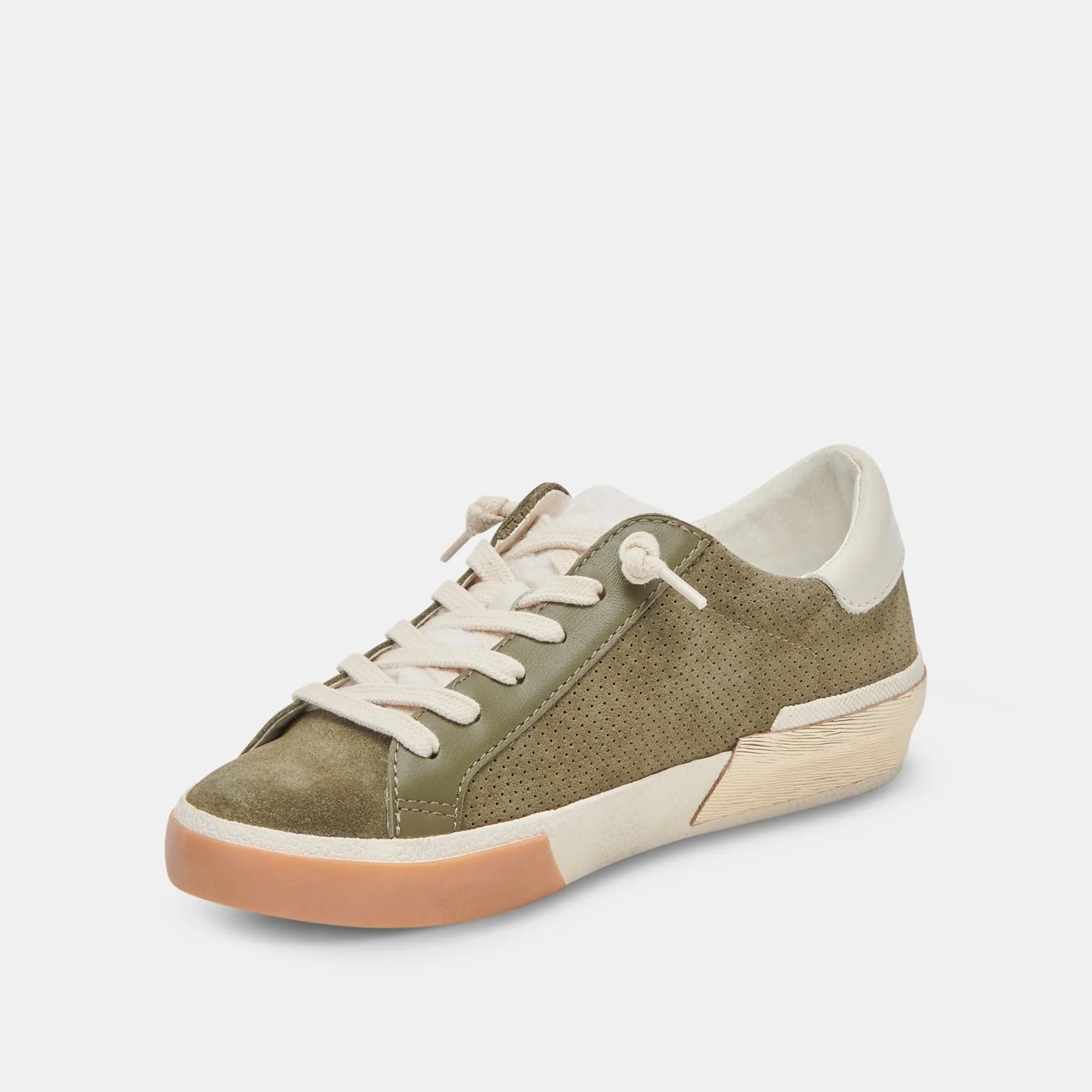 ZINA PLUSH SNEAKERS MOSS PERFORATED SUEDE