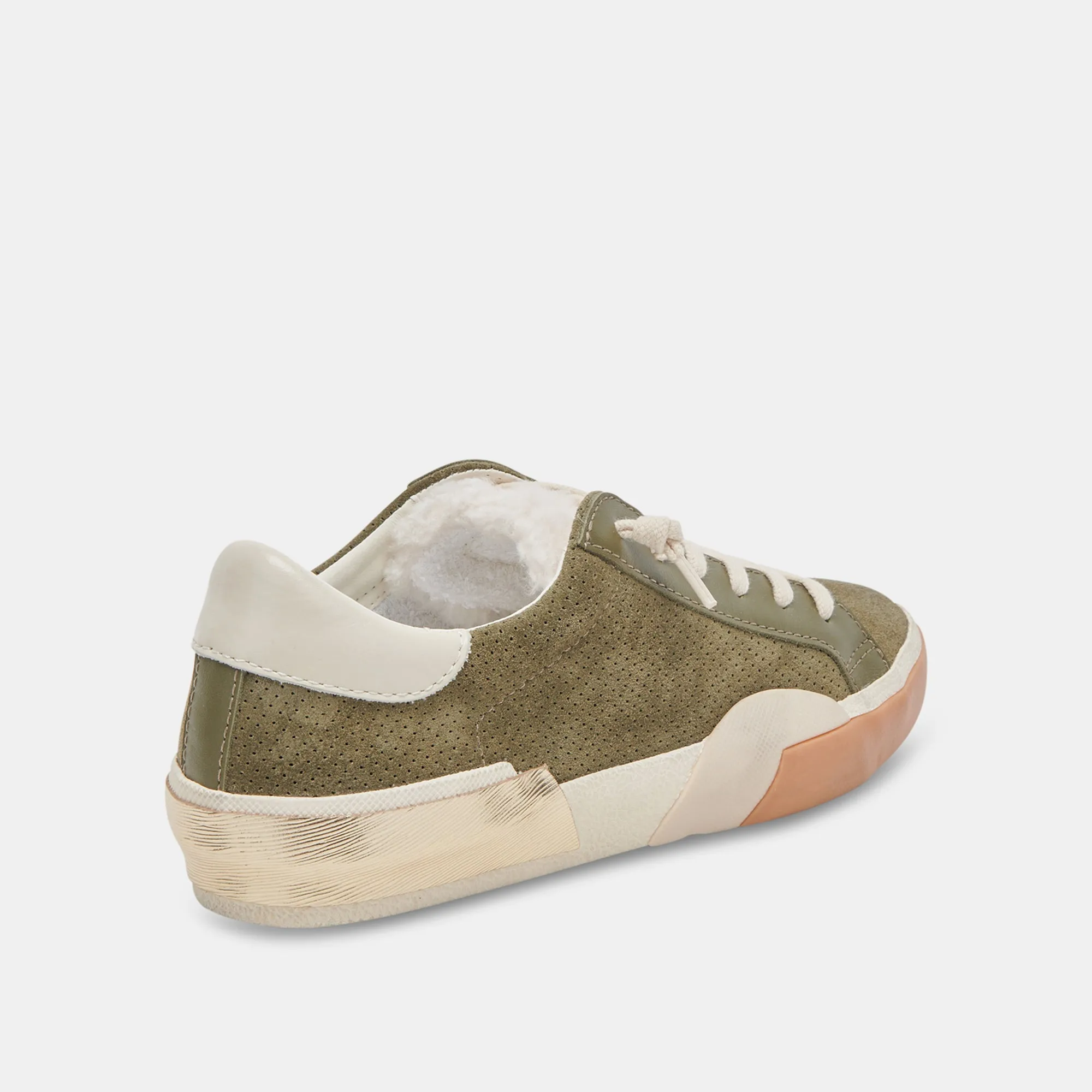 ZINA PLUSH SNEAKERS MOSS PERFORATED SUEDE